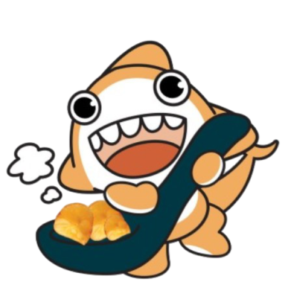 Mascot holding snack